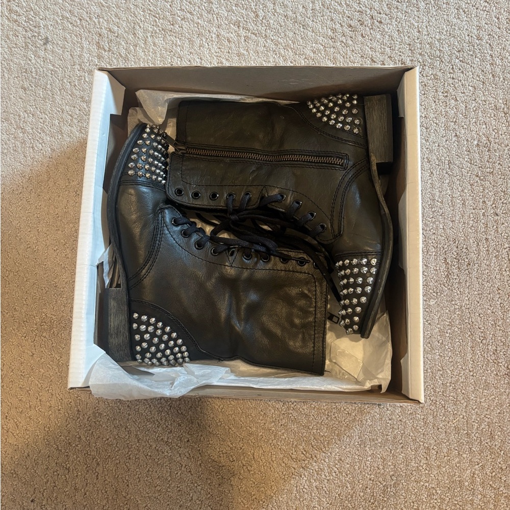 Black Studded Combat Boots